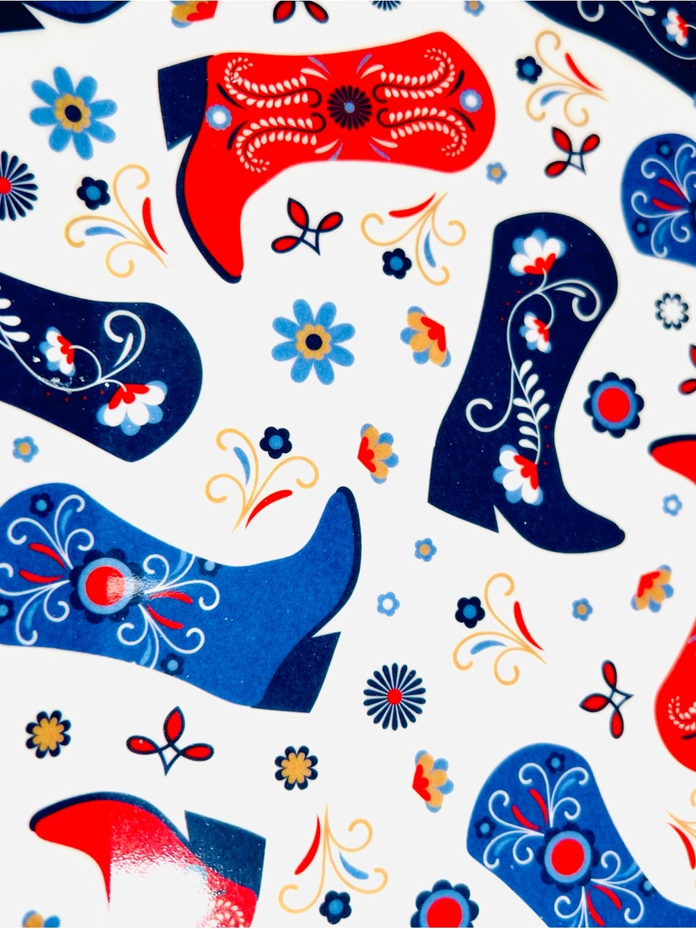 Patriotic Melamine Platter Red & Blue Western Cowgirl Cowboy Boots Americana - Picture 10 of 10